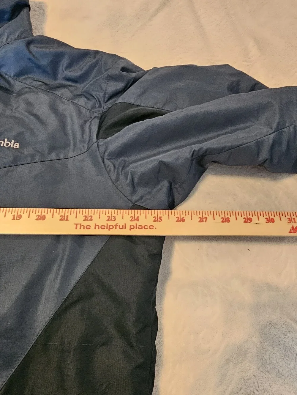 Columbia Mens Full Zip Insulated Coat Blue Orange Size L No Hood Warm Euc